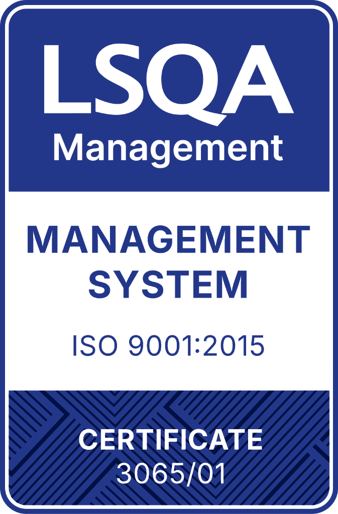 Certificación LSQA ISO 9001:2015 de GNS Software — Certificado de Gestión de Calidad 3065/01